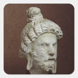 Pegatina Cuadrada Jefe de Brahma, Afganistán, siglo II a 4º