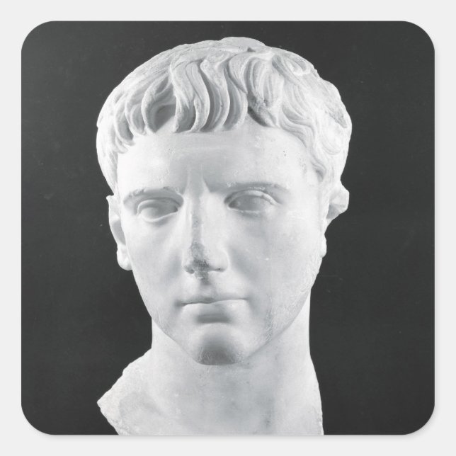 Pegatina Cuadrada Jefe de César Augustus (Anverso)