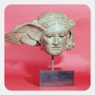 Pegatina Cuadrada Jefe de Hypnos, copia de una original helenística