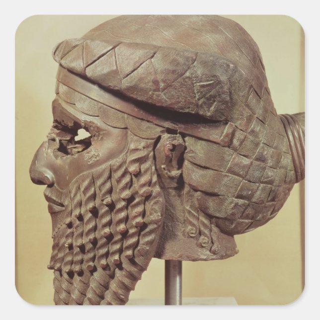 Pegatina Cuadrada Jefe de Sargon I 2400-2200 a. C. (Anverso)