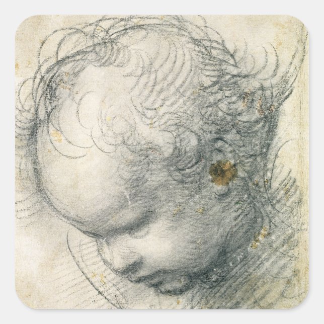 Pegatina Cuadrada Jefe de un Cherub (Anverso)
