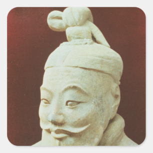 Pegatina Cuadrada Jefe de un guerrero, Ejército de Terracota