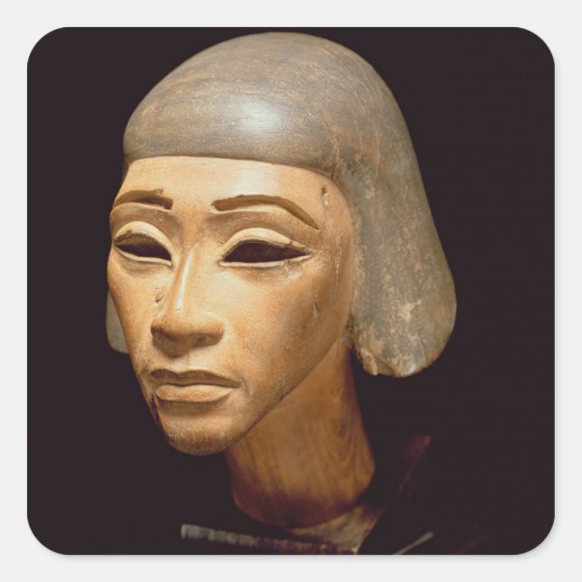 Pegatina Cuadrada Jefe de un harpista, de Tell El-Amarna, c.1370-136 (Anverso)