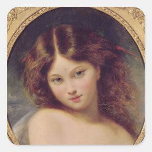 Pegatina Cuadrada Jefe de un joven Chica
