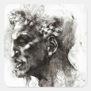 Pegatina Cuadrada Jefe de un Satyr