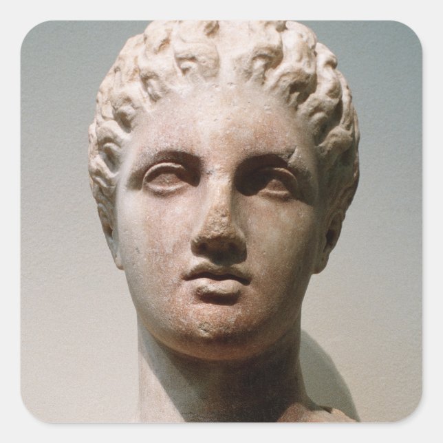 Pegatina Cuadrada Jefe de una diosa, siglo IV a.C. (Anverso)