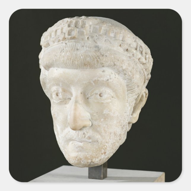 Pegatina Cuadrada Jefe del emperador Theodosius II (Anverso)
