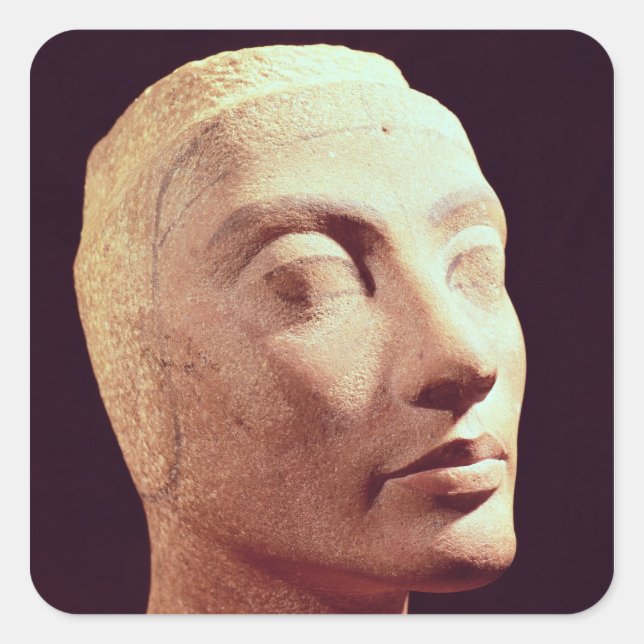 Pegatina Cuadrada Jefe inconcluso de Nefertiti, Nuevo Reino (Anverso)