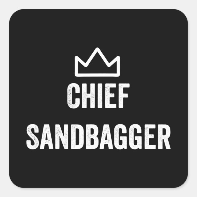 Pegatina Cuadrada Jefe Sandbagger Golf Meme Bjj Chess Sandbag (Anverso)