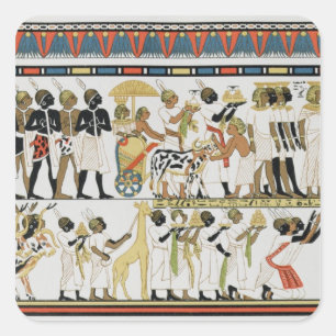 Pegatina Cuadrada Jefes de Nubia trayendo regalos