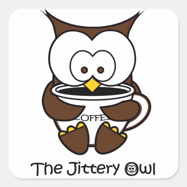 Pegatina Cuadrada Jeffy The Jittery Owl (Anverso)