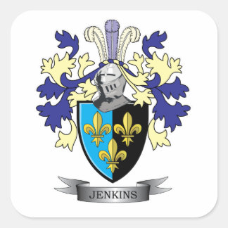 Pegatina Cuadrada Jenkins Family Crest Coat of Arms