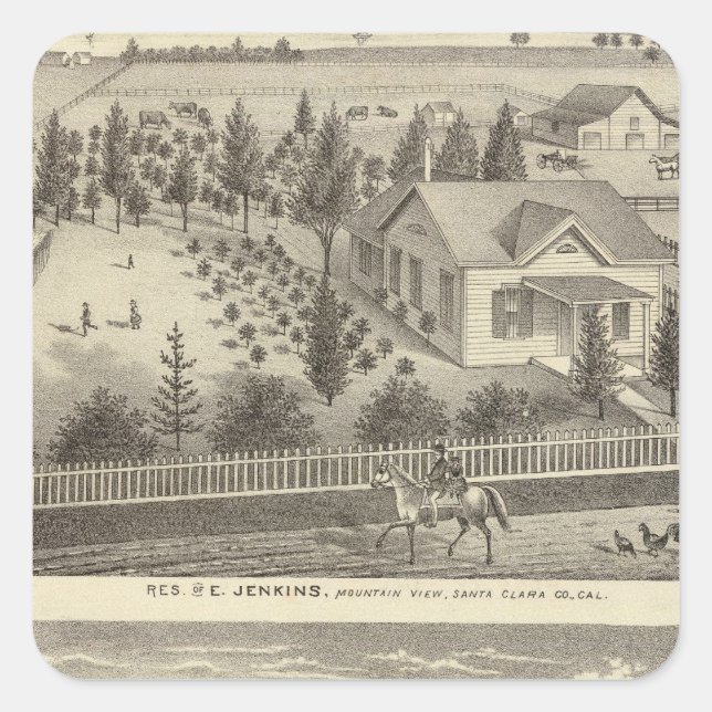 Pegatina Cuadrada Jenkins, residencias Snyder (Anverso)