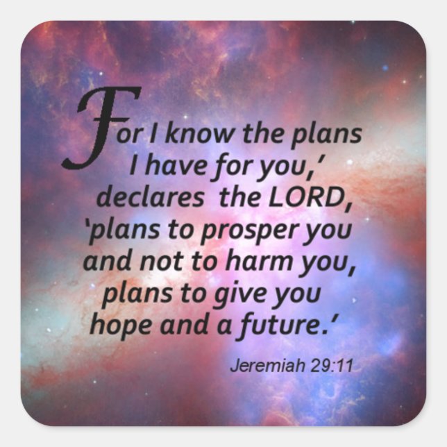 Pegatina Cuadrada Jeremías 29:11 (Anverso)
