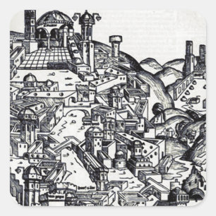 Pegatina Cuadrada Jerusalén durante el reinado de Salomón 