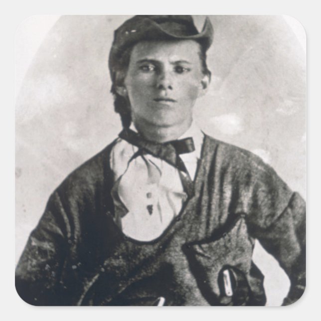 Pegatina Cuadrada Jesse Woodson James (foto de abajo) (Anverso)