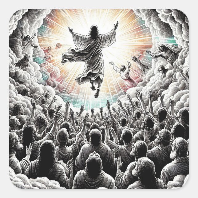 Pegatina Cuadrada Jesucristo El arte religioso cristiano (Anverso)