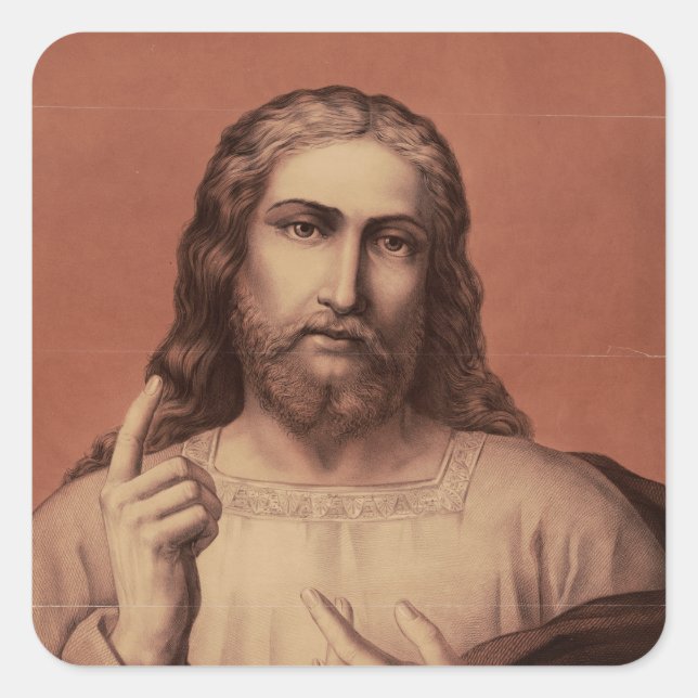 Pegatina Cuadrada Jesucristo el Maestro  (Anverso)