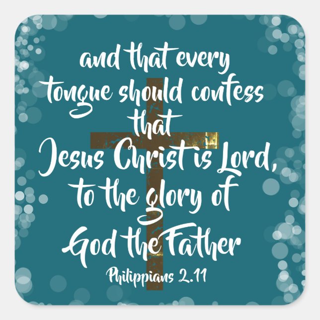 Pegatina Cuadrada Jesucristo es el Verso de la Biblia del Señor KJV (Anverso)