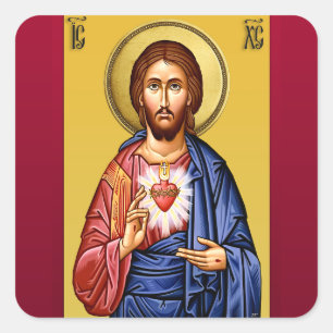 Pegatina Cuadrada Jesucristo hijo de Dios nuevo