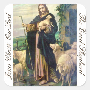 PEGATINA CUADRADA JESUCRISTO, NUESTRO SEÑOR THE GOOD SHEPHERD