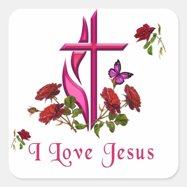 Pegatina Cuadrada Jesús (Anverso)