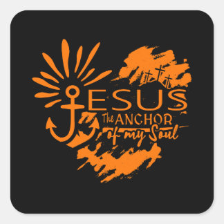 Pegatina Cuadrada Jesus Anchor of My Soul – Heart Cross