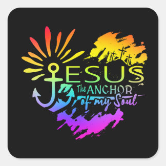 Pegatina Cuadrada Jesus Anchor of My Soul – Heart Cross