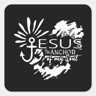 Pegatina Cuadrada Jesús Ancla de Mi Alma – Corazón Cruz