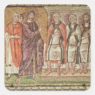 Pegatina Cuadrada Jesús antes de Caiphus