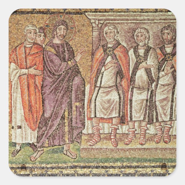 Pegatina Cuadrada Jesús antes de Caiphus (Anverso)