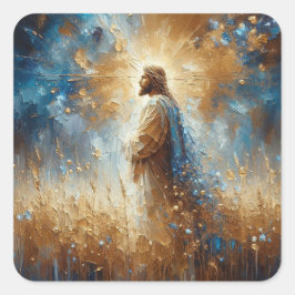 Pegatina Cuadrada Jesús - Colección de arte de la serie Jesús