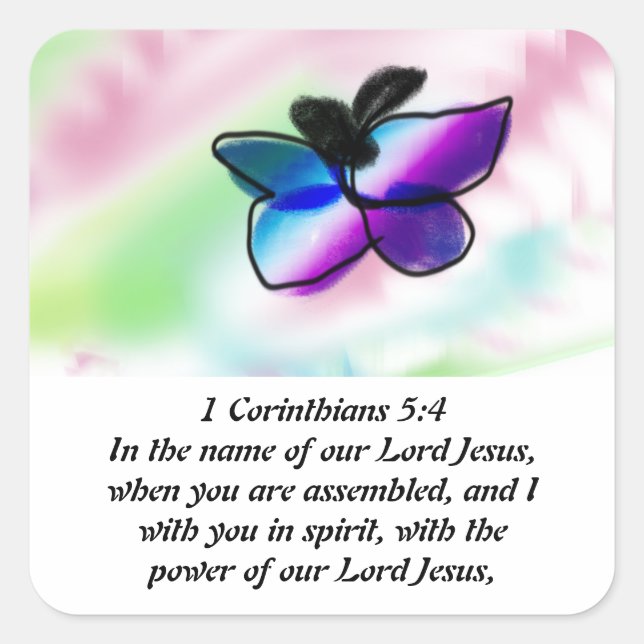 Pegatina Cuadrada jesus con nosotros (Anverso)