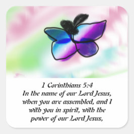 Pegatina Cuadrada jesus con nosotros