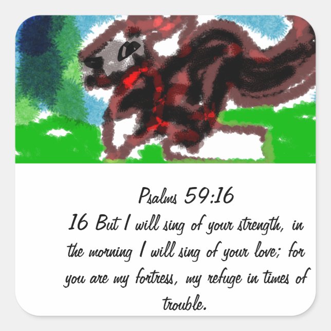 Pegatina Cuadrada Jesús da amor y fuerza, (Anverso)