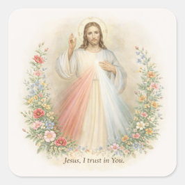 Pegatina Cuadrada Jesus Divine Mercy First Holy Communion