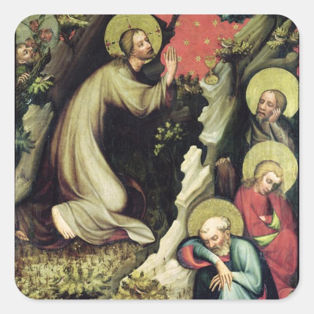 Pegatina Cuadrada Jesús en el Jardín de Gethsemane (Anverso)