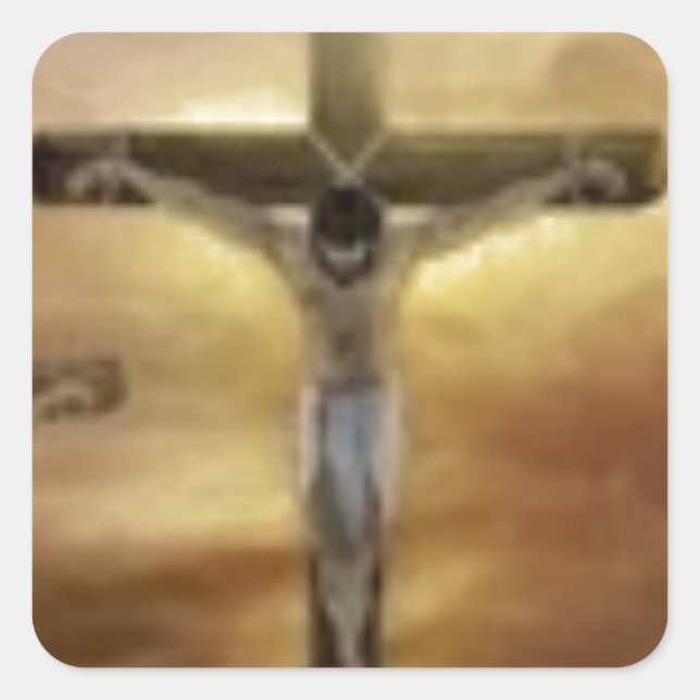 PEGATINA CUADRADA JESÚS EN LA CRUZ (Anverso)