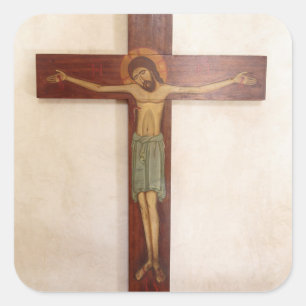 Pegatina Cuadrada Jesús en la Cruz Arte
