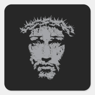Pegatina Cuadrada Jesús es Dios Cara de Jesús