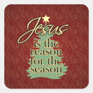 Pegatina Cuadrada Jesús es el navidad del cristiano de la razón