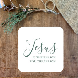Pegatina Cuadrada Jesús es la razón de la temporada Navidades de fe