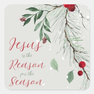Pegatina Cuadrada Jesús es la razón por la que los Navidades de acua
