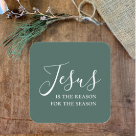 Pegatina Cuadrada Jesús es la razón por la que los Navidades verdes 