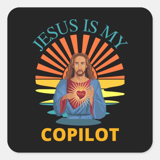 PEGATINA CUADRADA JESUS ES MI COPILOTO (Anverso)