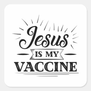 Pegatina Cuadrada Jesús es mi vacuna