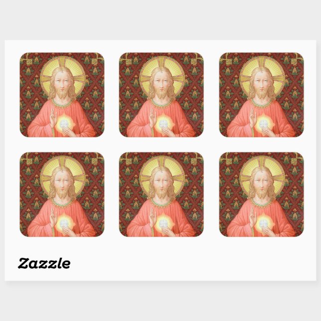 Pegatina Cuadrada Jesús Instituyendo la Santa Comunión (SAU 045) (Hoja)