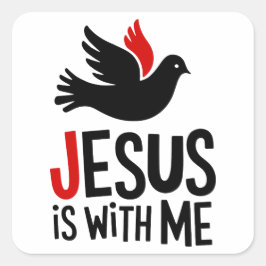 Pegatina Cuadrada Jesus is with me Gitarrenplektra