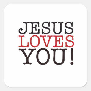 Pegatina Cuadrada ¡Jesús le ama!