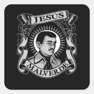 Pegatina Cuadrada Jesus Malverde Gift Hero Mexicano Jesus Malverde